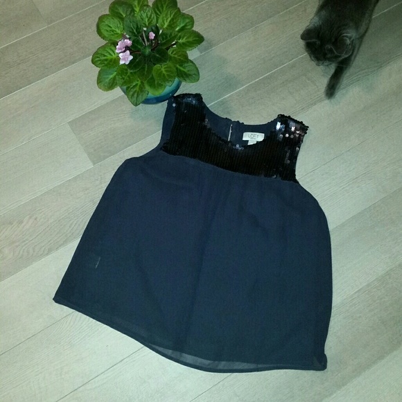 Loft Sequin Sleeveless Blouse - Picture 1 of 6